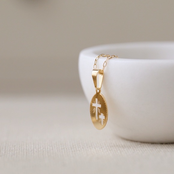 Dainty Cross Necklace | 18k Gold Filled - Picture 6 of 9